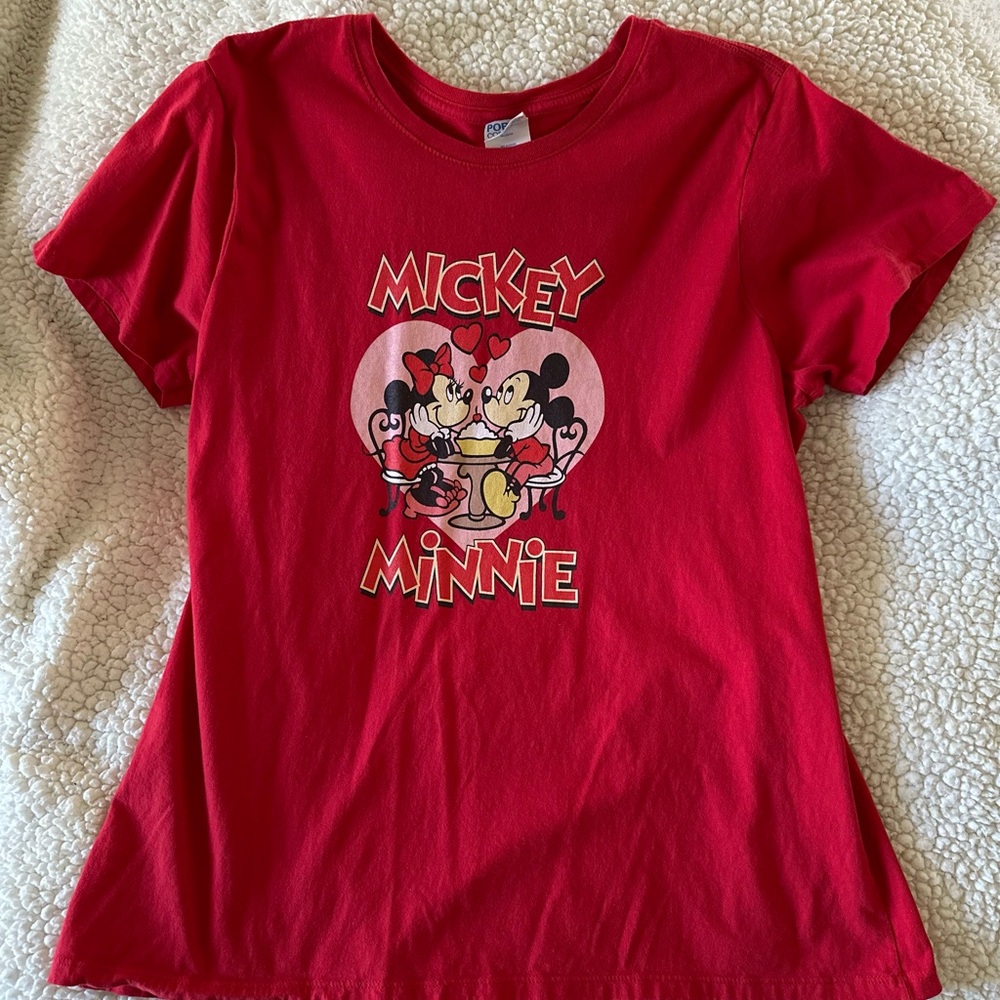 Disney Red Mickey & Minnie Graphic Short Sleeve Tee